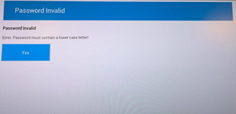 Password Invalid Error