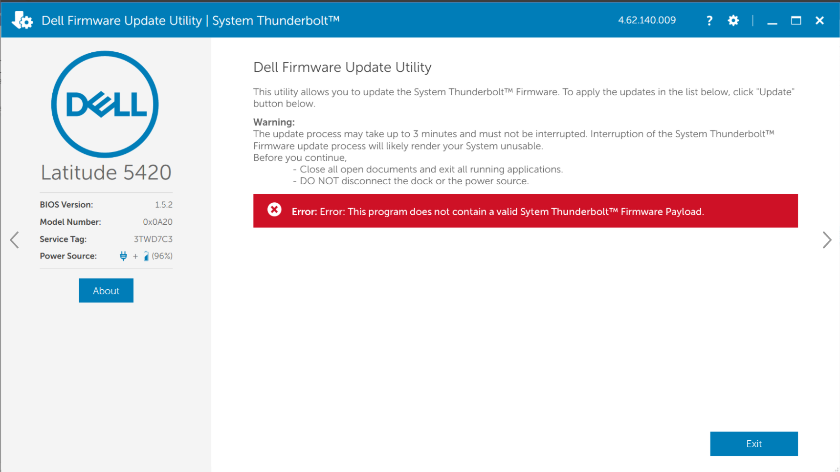 Narzędzie oprogramowania wewnętrznego Dell Thunderbolt