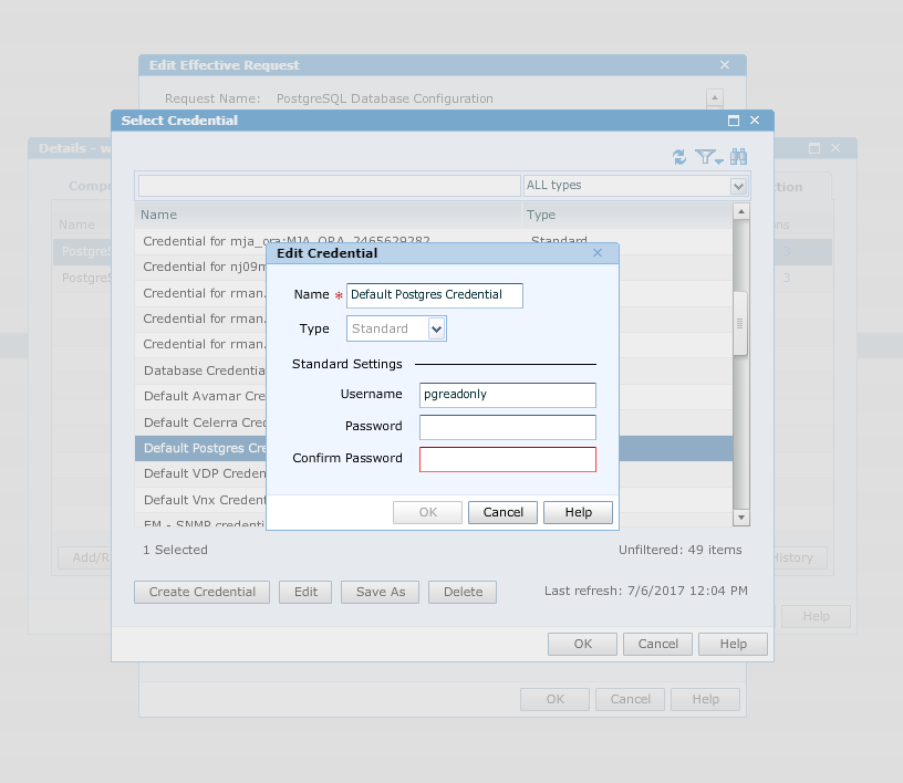 DPA PostgreSQL collection requests failing with error no credentials