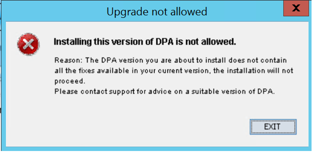 Unable to upgrade/update application agent to Data Protection Advisor ...