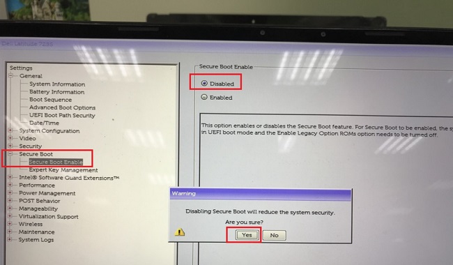 SLN307714_en_US__5Latitude 7285 disable Secure Boot