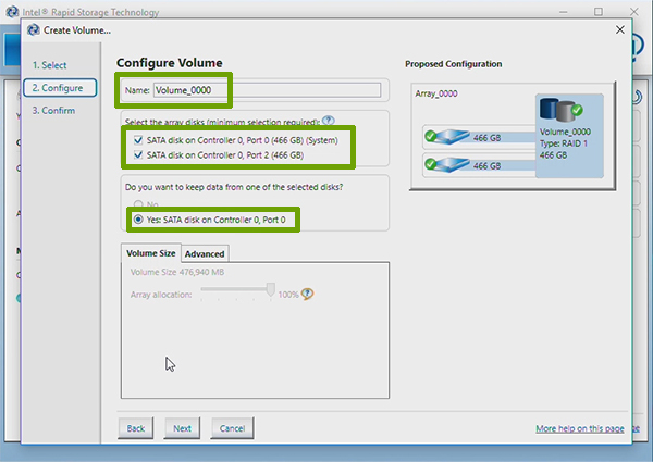 Defining RAID Volumes for Intel® Rapid Storage Technology