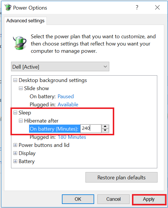 The Battery drains quicker than expected on a Dell notebook with Modern