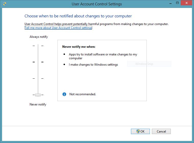 How to configure the UAC (User Account Control) settings in Windows 8 ...