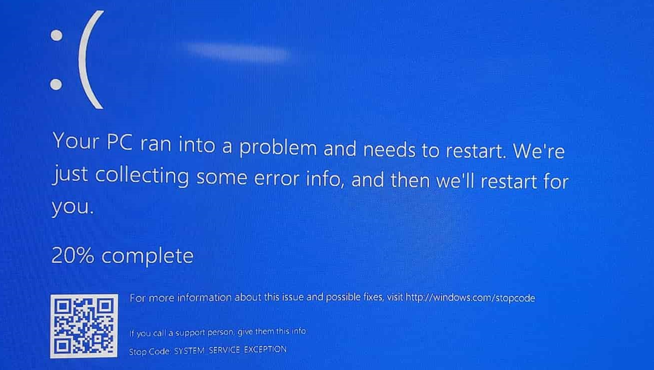 blue screen system service exception