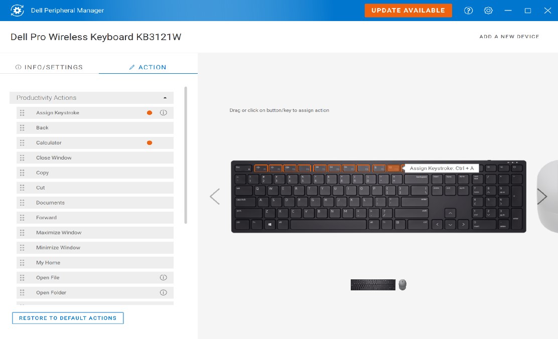 Dell Peripheral Manager Action Tab Dell Peripheral Manager Action Tab