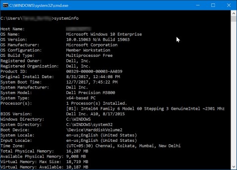 schermata della versione del BIOS nel prompt dei comandi