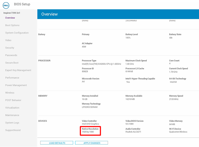 XPS 13 7390 and 7390 2in1 external display limitations in preboot