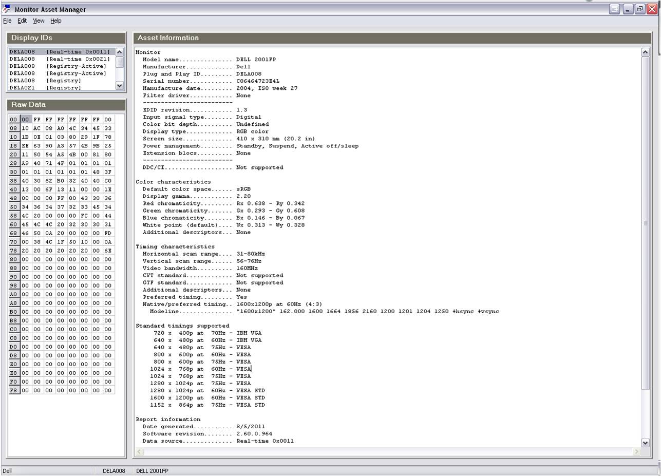 Using Monitor Asset Manager Version 2.6 to Read Extended Display