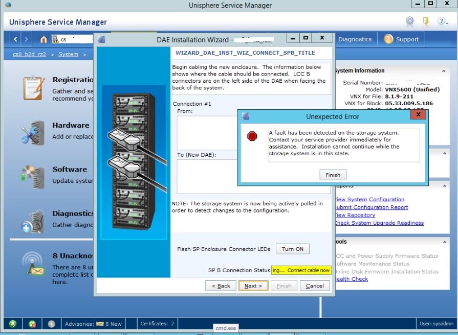 VNX USM Install DAE fails with error message (User Correctable) Dell
