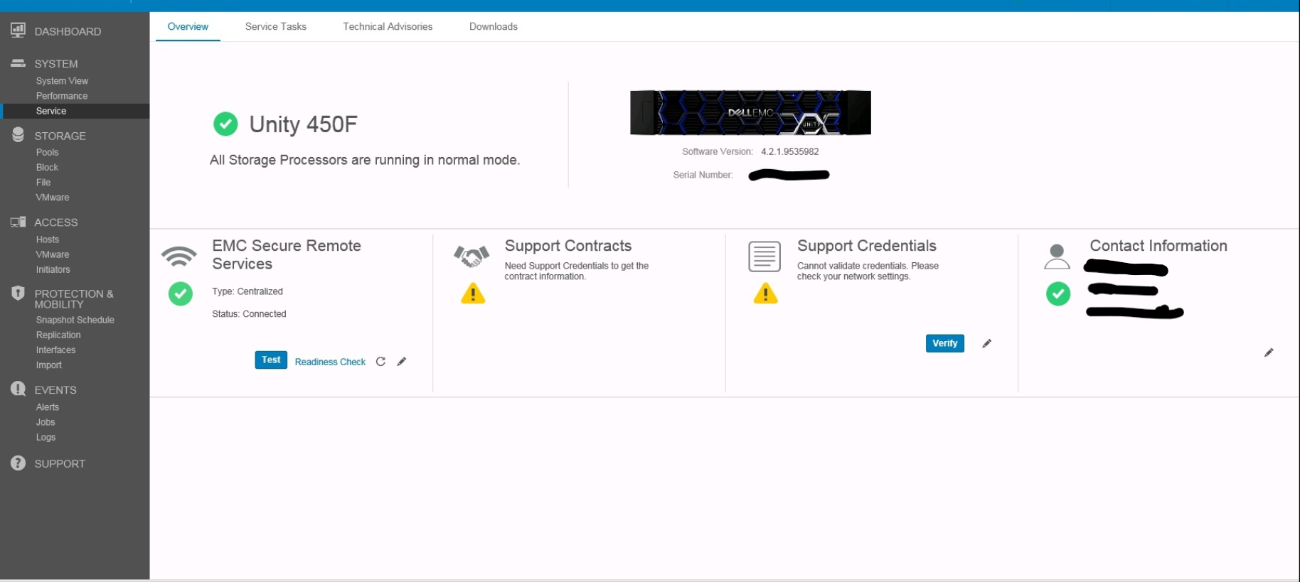 Dell EMC Unity Centralized ESRS will not validate support credentials