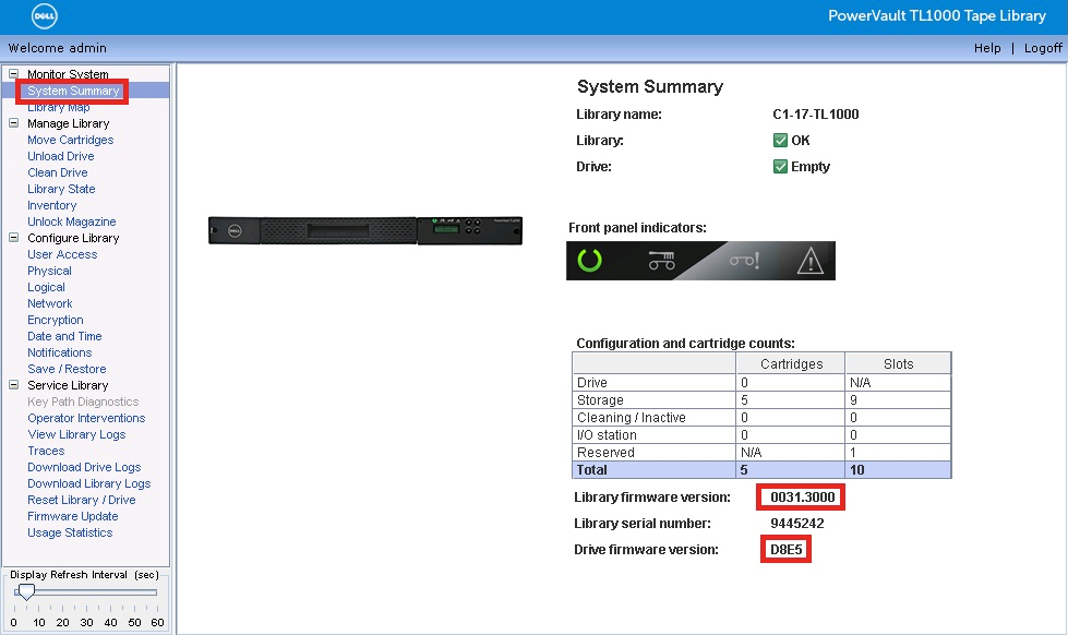 TL1000 How to update the firmware of the Tape Library? Dell US