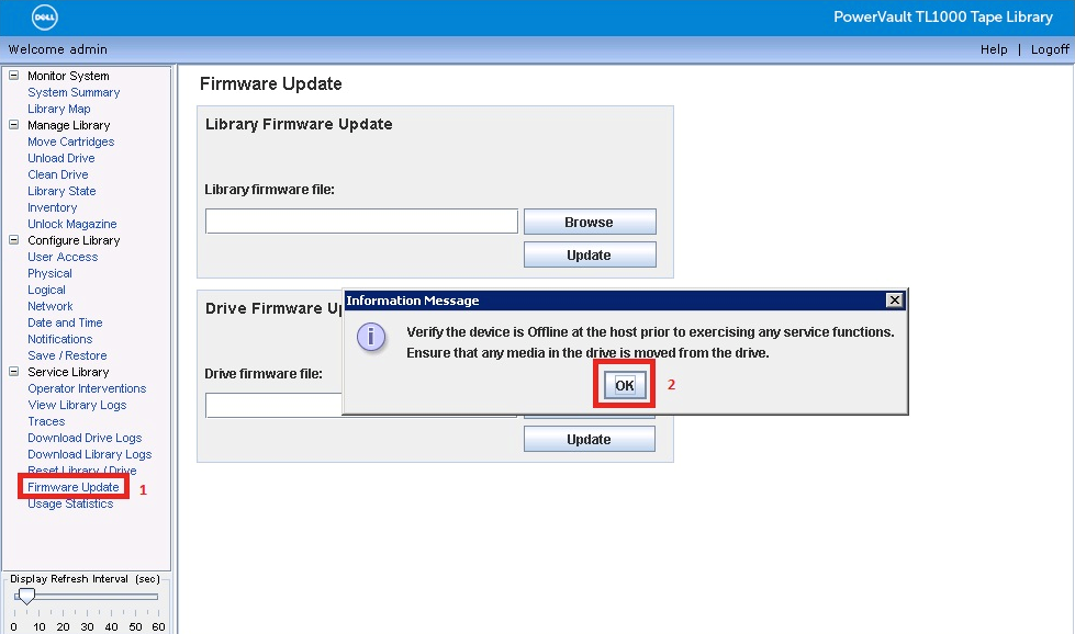 TL1000 How to update the firmware of the Tape Library? Dell US