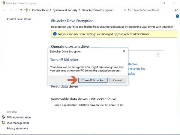 SLN305408_cs__6Turn off BitLocker confirmation