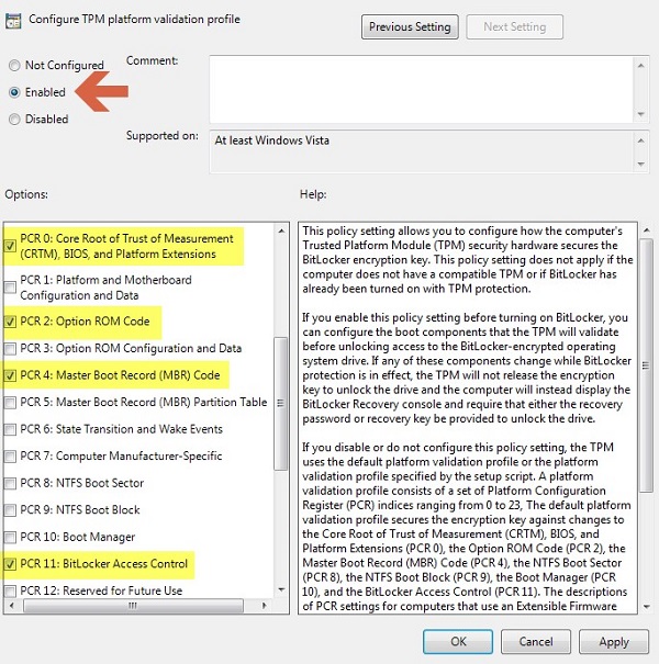 SLN305408_cs__9Enabled PCR settings