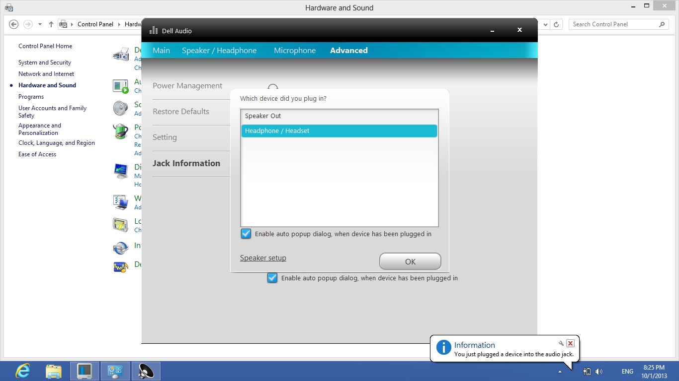 Headphone not working on the Audio Port on Notebook Dell US
