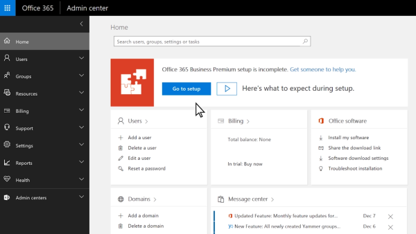 Office 365 Admin Center