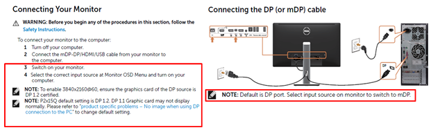 Dell P2715q P2415qフラットパネルモニタにおける Dp Mini Dp使用時のno Video 誤った解像度の問題を解決する方法 Dell 日本