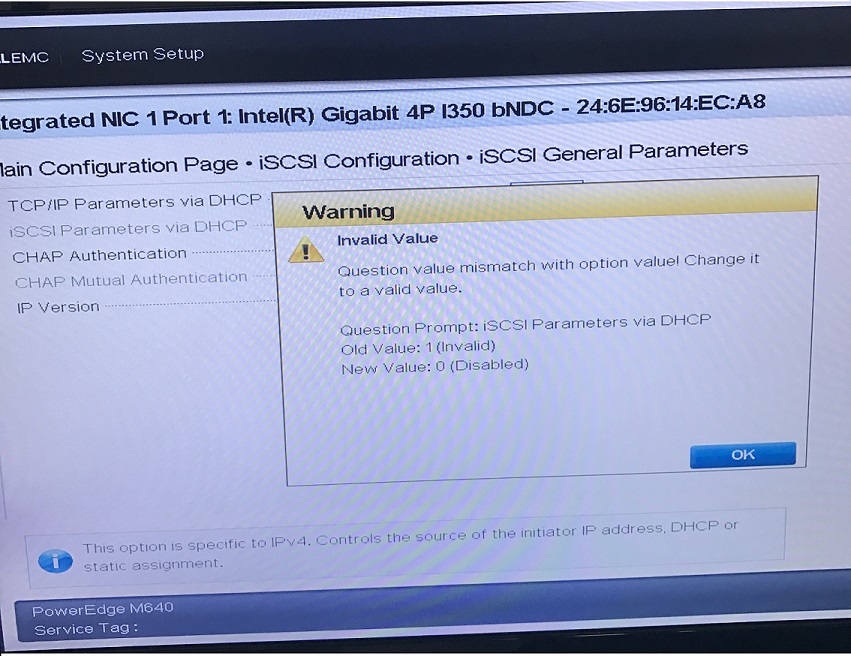 Intel Network Adapters May Display Warning Message When Disabling iSCSI