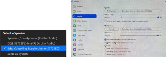 Ustawienia dźwięku podczas konferencji