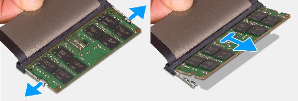 Извлечение модуля памяти DIMM