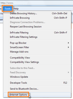 IE Tools Internet Options