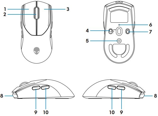 Souris de gaming sans fil Tri-Mode Alienware - AW720M