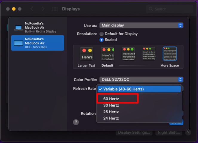 Macbook M1リフレッシュ レートが Variable 40 60 Hertz に設定されている場合にdellモニター画面でフリッカーが発生する Dell 日本