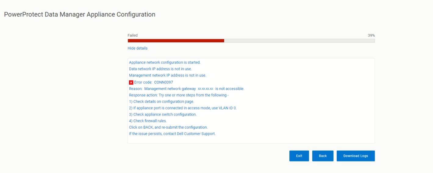 PowerProtect DM5500 Management network gateway inaccessible Dell US