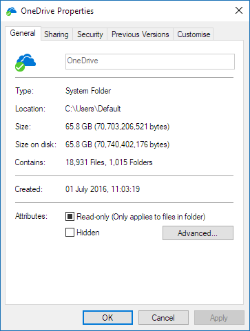 onedrive 属性