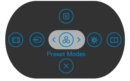 Betjeningsknapper til Dell P2724DEB bagpanel