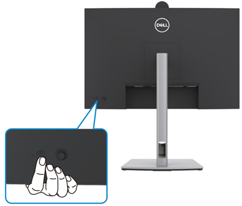 Dell P2724DEB ved hjelp av styrespakekontrollene.