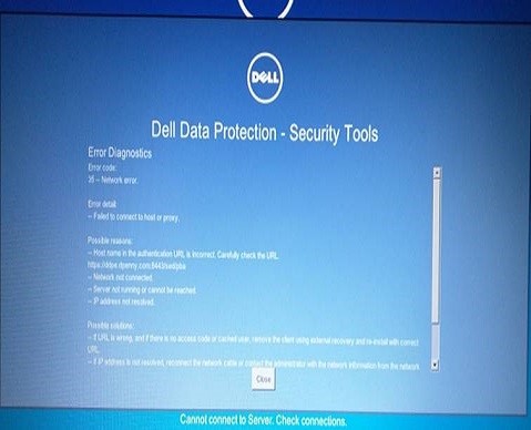 Error diagnostic screen