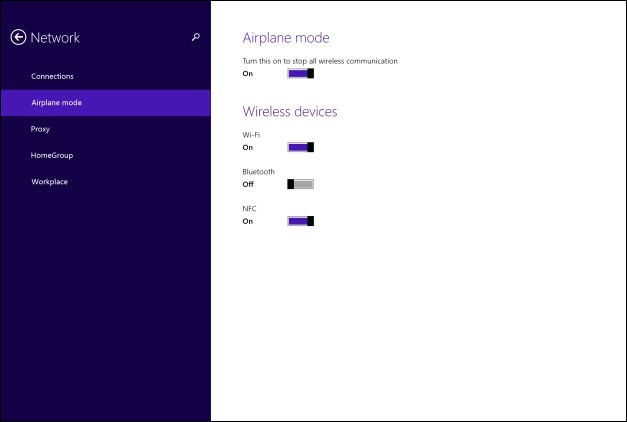 flytta NFC-reglaget för att stänga av/slå på det