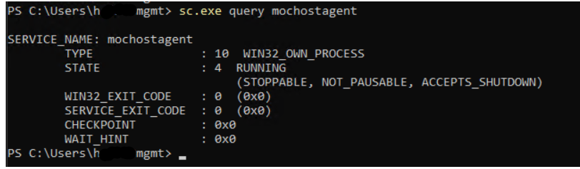 Screenshot der Befehlsausgabe