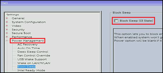 Administración de energía del BIOS de Dell