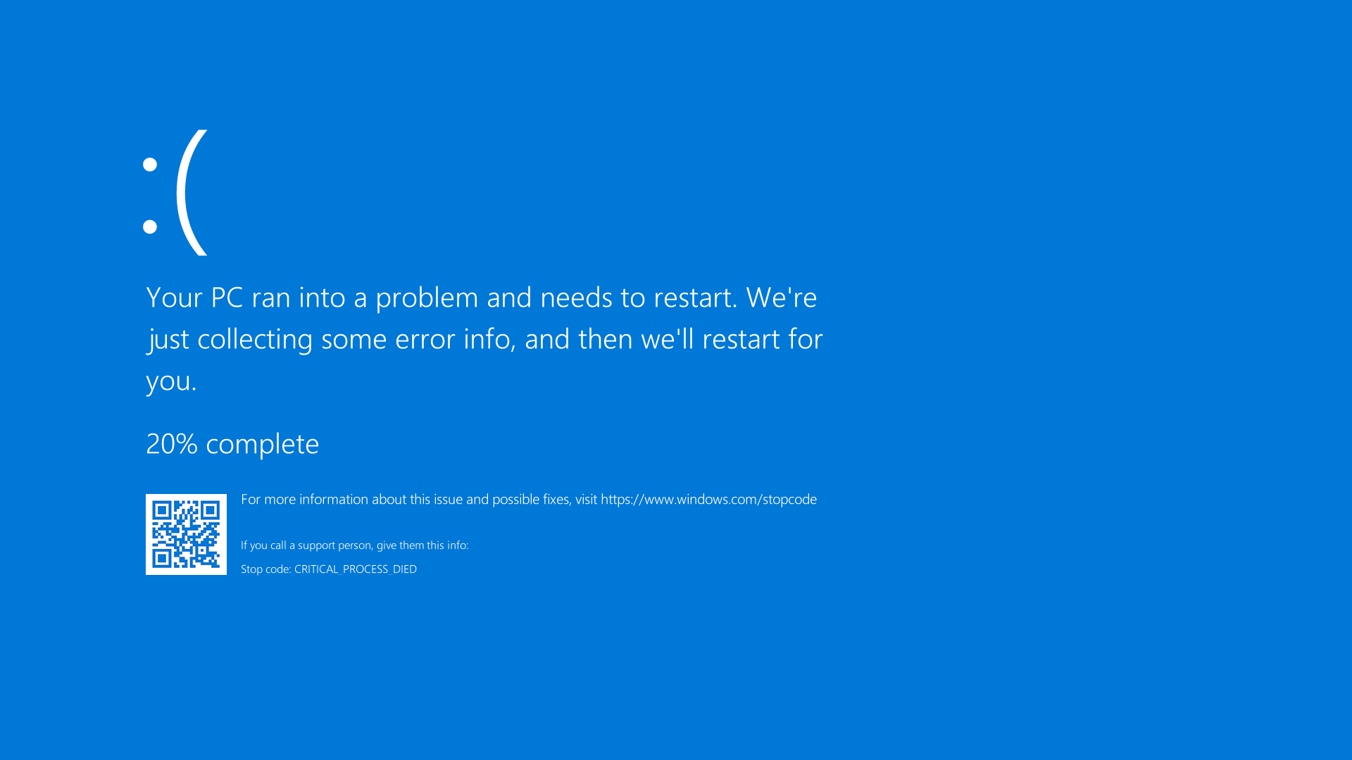 Ilustración de un error DETENER o pantalla azul en Windows 10