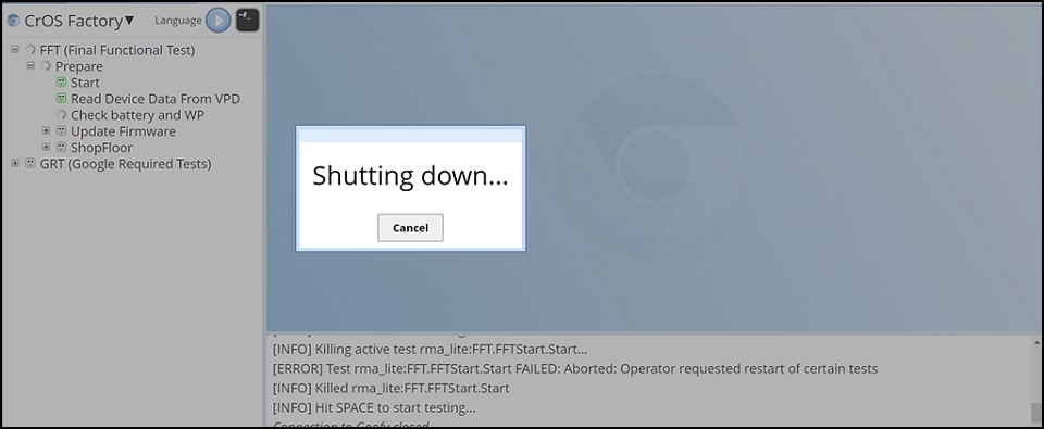 ChromeOS Factory - Shutting Down