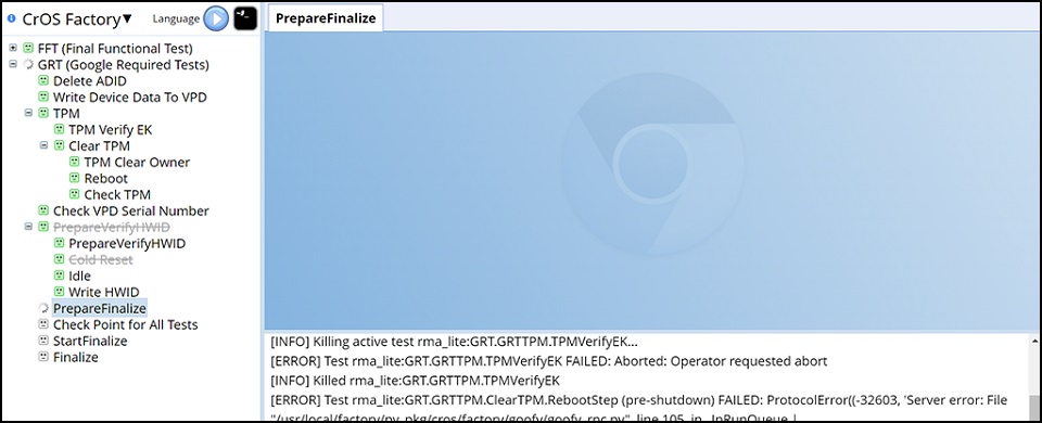 ChromeOS Factory - PrepareFinalize