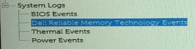 Sistem Günlükleri alt menüsünden Dell Reliable Memory Technology Olayları'nı seçin.