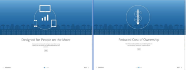 Schermata 2 e 3 di onboarding di CloudIQ