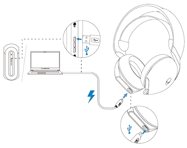 Kwmobile Câble Compatible Avec Alienware AW920H / AW720H