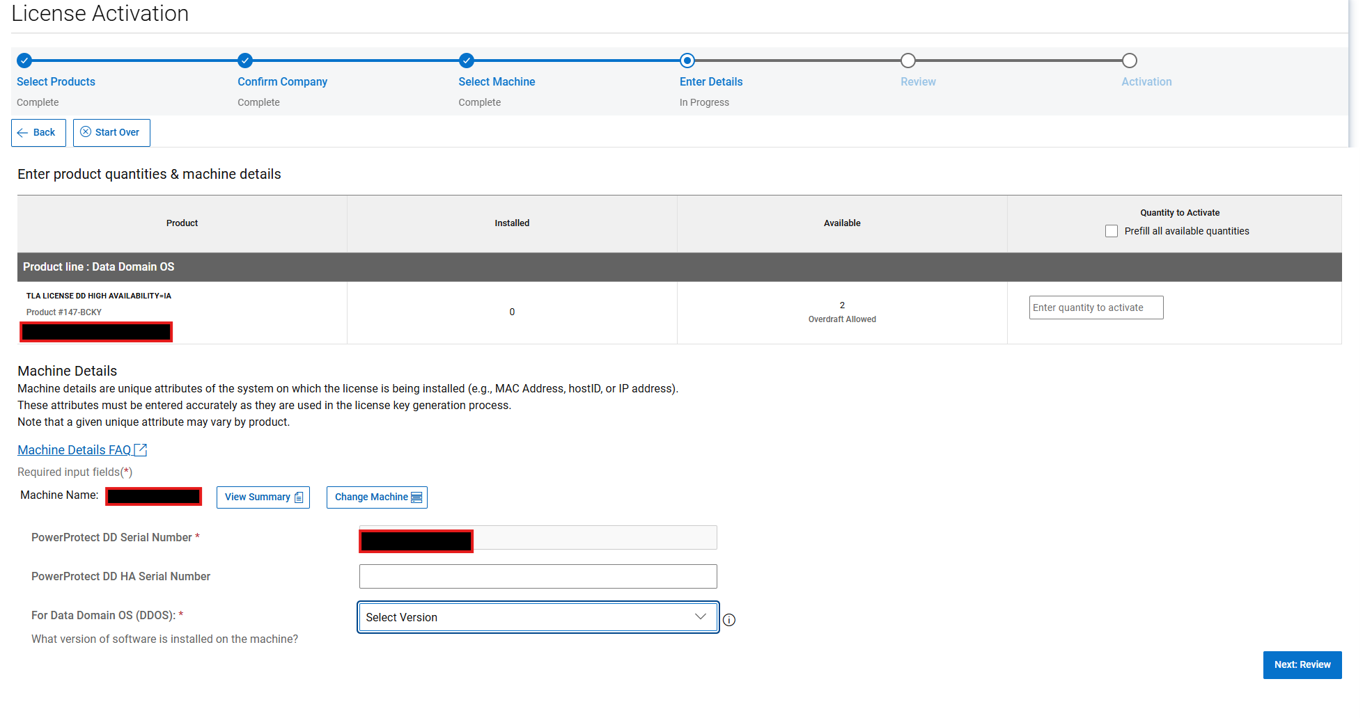 Entering quantity, locking ID and version in SLC