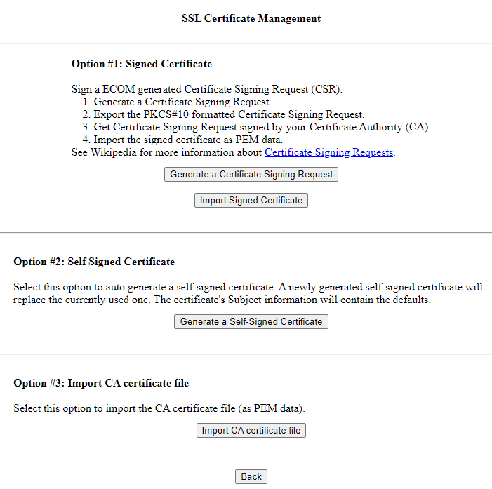 Screenshot of ECOM GUI