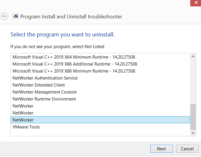 Après avoir sélectionné Désinstaller, demande quel programme désinstaller