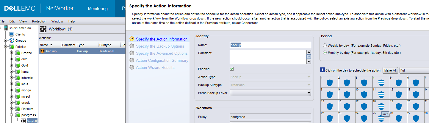 Рівень резервного копіювання конфігурації резервного копіювання встановлено на інкрементальний