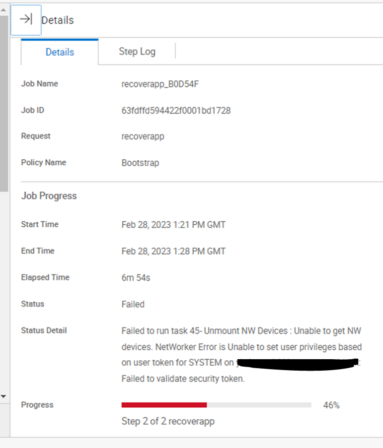 Feil i Cyber Recovery Manager