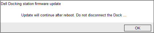 La actualización del firmware de la estación de acoplamiento Dell continuará después del reinicio