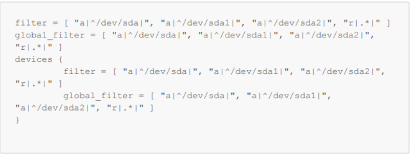 Variabelen instellen in /etc/lvm/lvm.conf 