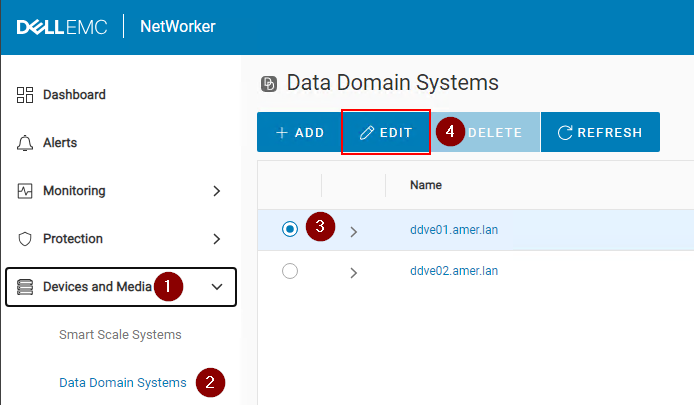 Edit the Data Domain system